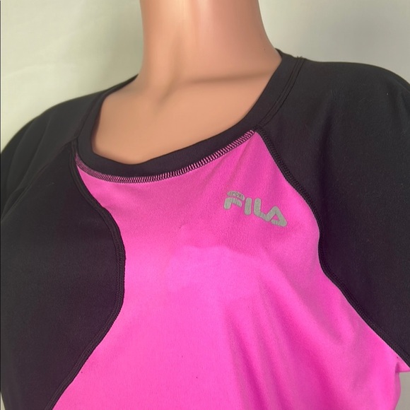 🎾 Fila Sport Womens Performance Gray Stretch Short Sleeved Shirt Size XL Pocke - Picture 3 of 15